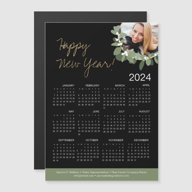 Carte Magnétique Femme Realtor Photo 2024 Calendrier Bonne Année (Devant / Derrière)