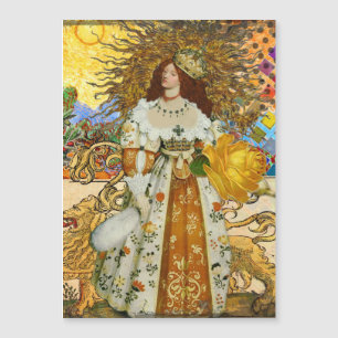 Carte Magnétique Femme Vintage Soleil Doré : Art Collage Zodiaque L