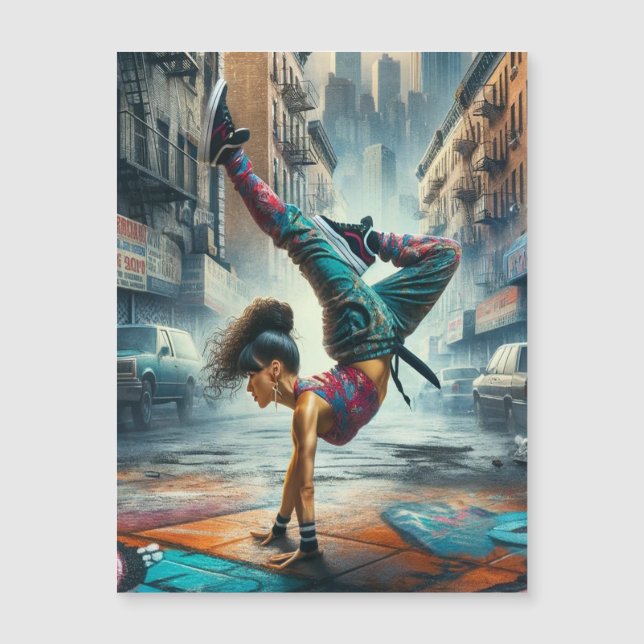 Carte Magnétique Femmes en action de Breakdancer Silhouette de New  (Devant)