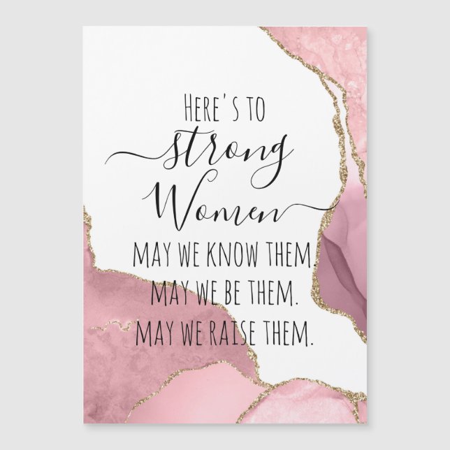 Carte Magnétique Femmes fortes Blush & Or Agate Élégant Cadeau Fill (Devant)
