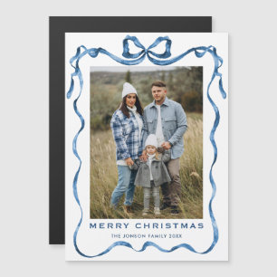 Carte magnétique Festive Blue Christmas Bow