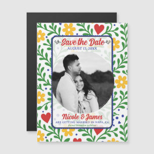 Carte Magnétique Fête d'Amour Couleurs Vives Floral Faire Part de D