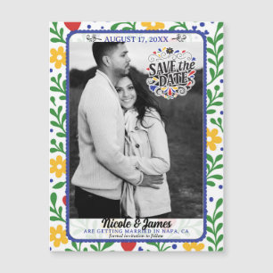 Carte Magnétique Fête d'Amour Couleurs Vives Floral Faire Part de D