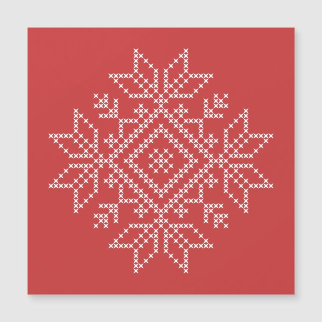 Carte Magnétique Fête de Noël scandinave flocon de neige (Devant)