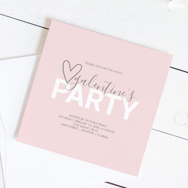 Carte Magnétique Fête de Valentines (Galentines party invitations in pink with a heart. )