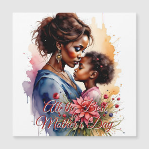 Carte Magnétique Fête des mères Art d'amour aquarelle africaine