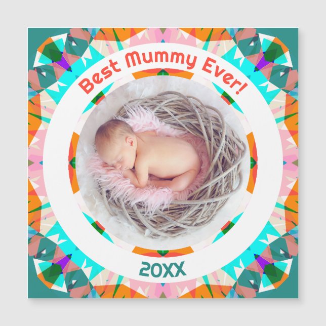 Carte Magnétique Fête des mères Meilleure maman Ever bébé fille pho (Devant)