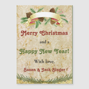 Carte Magnétique Fêtes vintages Noël et Nouvel An