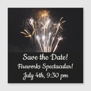 Carte Magnétique Feu d'artifice blanc et or II Fête patriotique