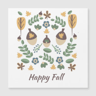 Carte Magnétique Feuillage floral d'automne à motif de glands