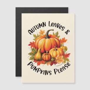 Carte Magnétique Feuilles d'automne et Citrouilles s'il vous plaît 