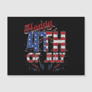 Carte Magnétique Feux d'artifice Joyeux 4 juillet Drapeau américain