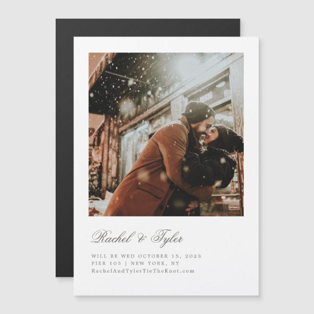 Carte Magnétique Fiançailles de légende officiel Enregistrer la dat (Devant / Derrière)