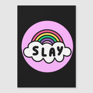 Carte Magnétique Fierté - couleur arc-en-ciel avec nuages.