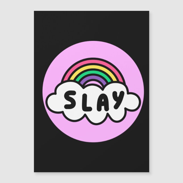 Carte Magnétique Fierté - couleur arc-en-ciel avec nuages. (Devant)