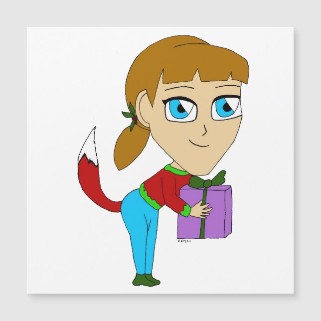 Carte Magnétique fille chibi renard  (Devant)