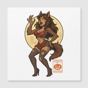 Carte Magnétique Fille Loup-Garou Dessin Animé