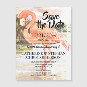 Carte Magnétique Flamant rose rose tropical Anniversaire Enregistre
