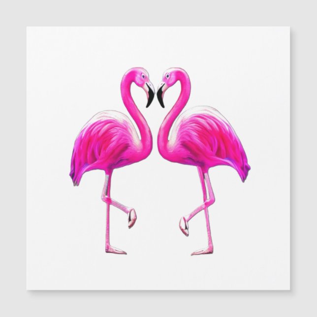 Carte Magnétique Flamants roses roses en amour (Devant)