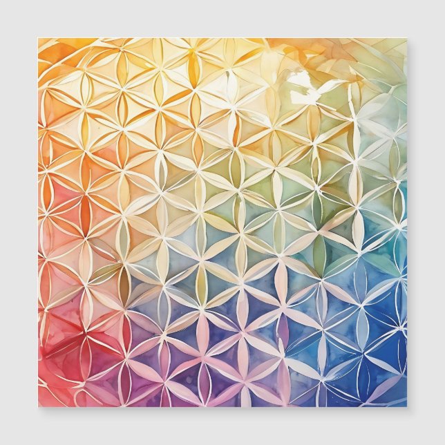 Carte Magnétique Fleur de vie - Peinture aquarelle (Devant)