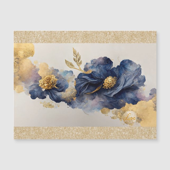 Carte Magnétique Fleur d'or élégant (Devant)