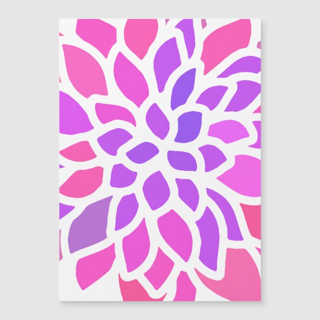 Carte Magnétique Fleur Hippie rose Rétro Moderne (Devant)