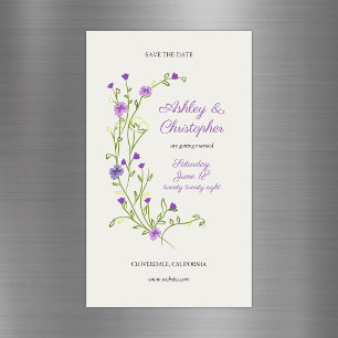 Carte Magnétique Fleur sauvage violet minimaliste Enregistrer l'aim