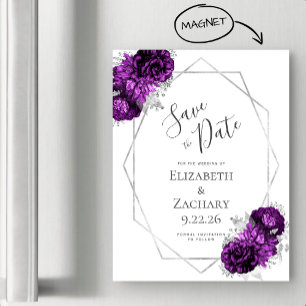 Carte Magnétique Fleurs argentées violettes magnétiques Enregistrez