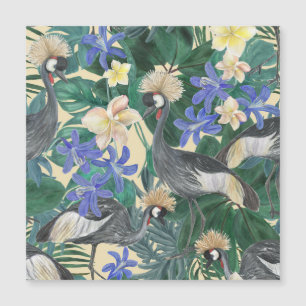 Carte Magnétique Fleurs Bleues Plumeria, Aquarelle Sans Couleur.