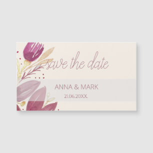 Carte Magnétique Fleurs de passion, Aquarelle Bourgogne et or