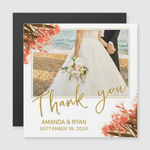 Carte Magnétique Fleurs d'oléandre orange Photo Merci Mariage 