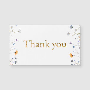 Carte Magnétique Fleurs sauvages avec Elegant Gold Script Merci