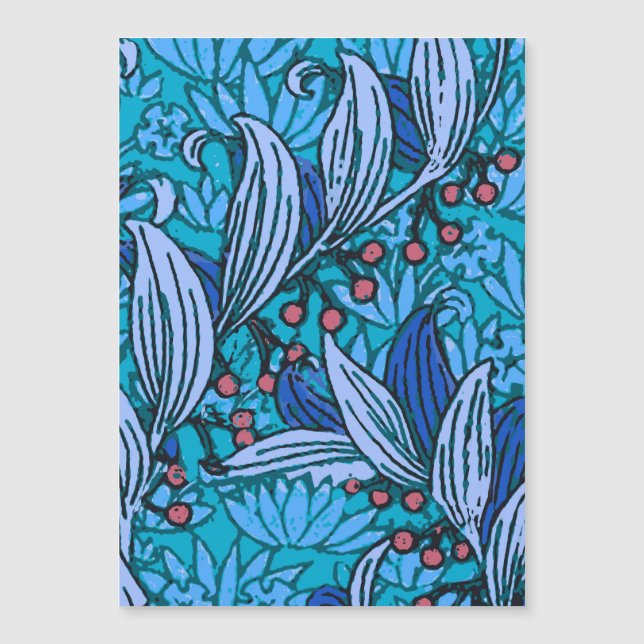 Carte Magnétique Floral bleu ancien Boho moderne (Devant)