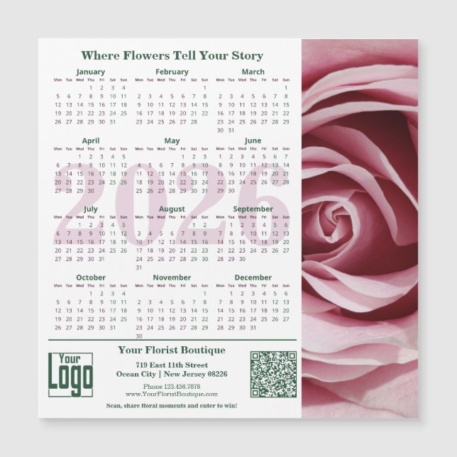 Carte Magnétique Floral Moments Promotion Magnetic 2026 Calendar (Devant)