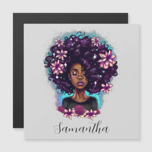 Carte Magnétique Floral Sparkling Afro Femme