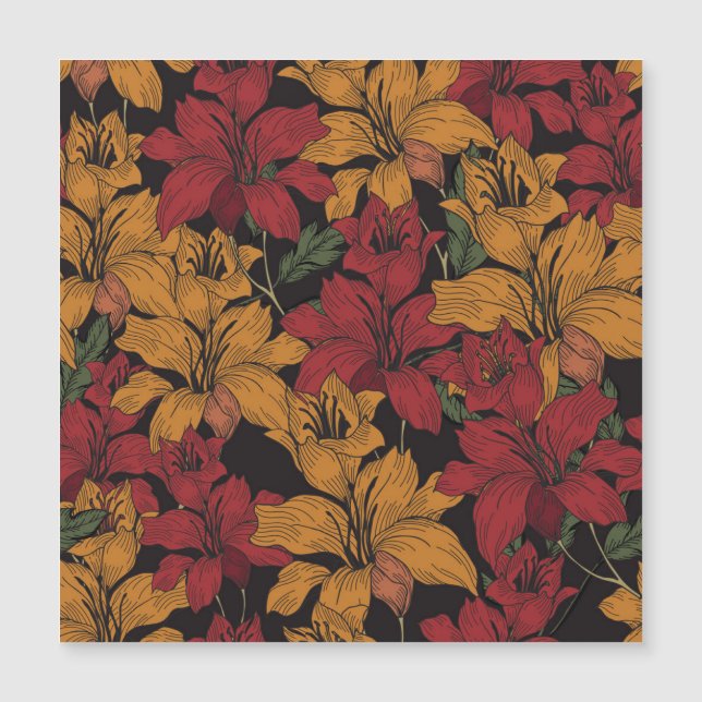 Carte Magnétique Floral Tropical, Beau Motif sans couture. (Devant)