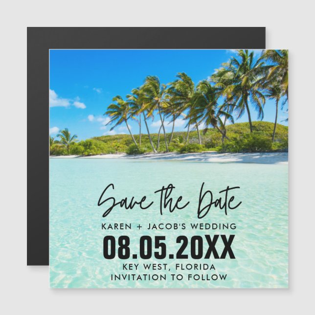 Carte Magnétique Florida Beach Destination Mariage Enregistrer la d (Devant / Derrière)