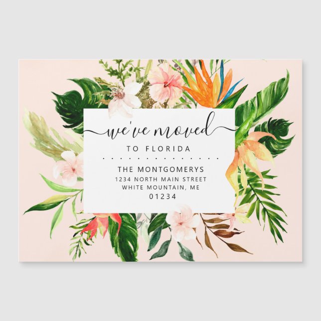 Carte Magnétique Floride rose tropicale Floride Déménagement Florid (Devant)