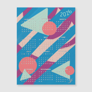 Carte Magnétique Formes géométriques couleurs vintage - calendrier