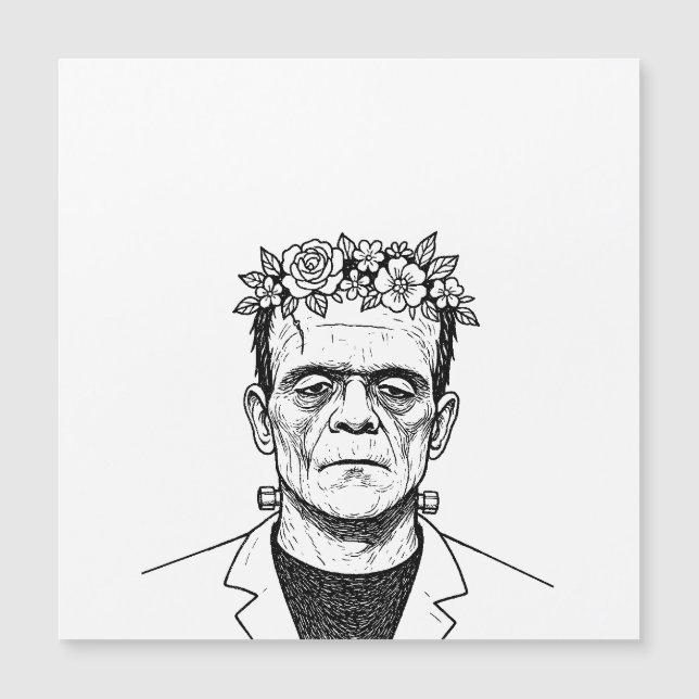 Carte Magnétique Frankenstein avec une couronne de fleurs (Devant)
