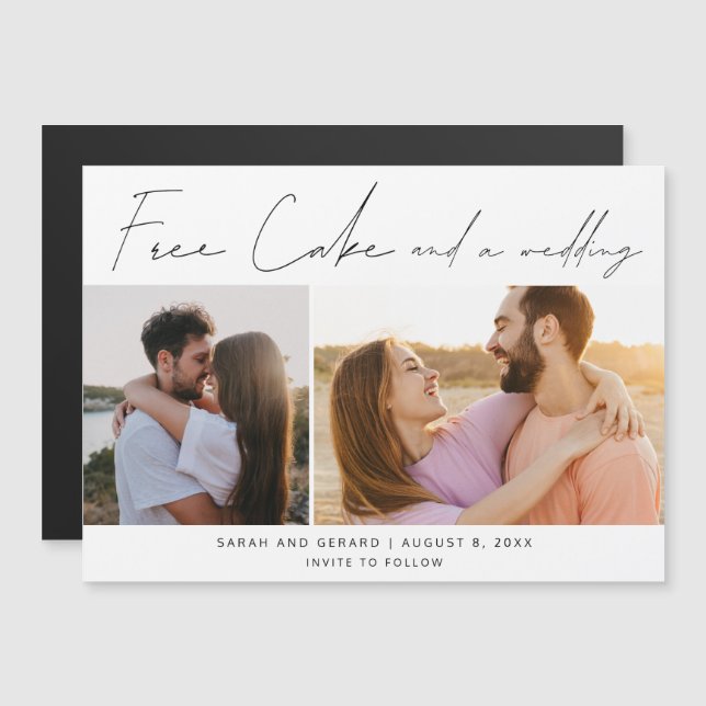 Carte Magnétique Free Cake et une photo de Mariage Enregistrer la d (Devant / Derrière)