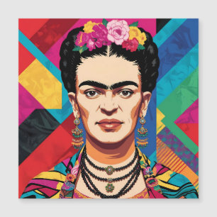 Carte Magnétique Frida Kahlo Pop Art Portrait - Couleurs vives