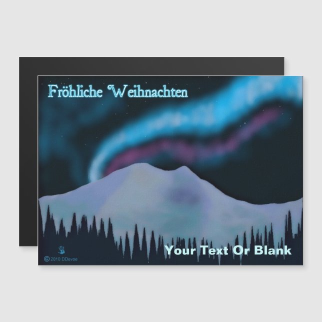 Carte Magnétique Fröhliche Weihnachten - Blue Aurora (Devant / Derrière)
