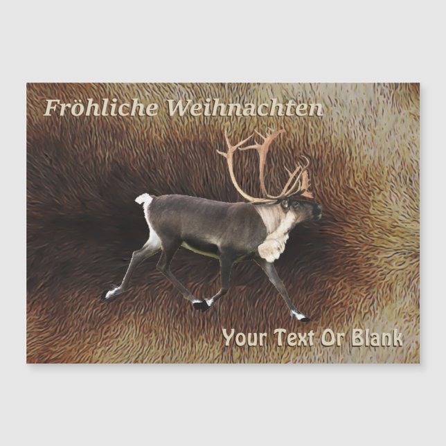 Carte Magnétique Fröhliche Weihnachten - Bull Caribou (Reindeer) (Devant)