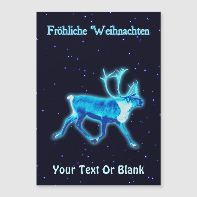 Carte Magnétique Fröhliche Weihnachten - Caribou bleu (rennes) (Devant)