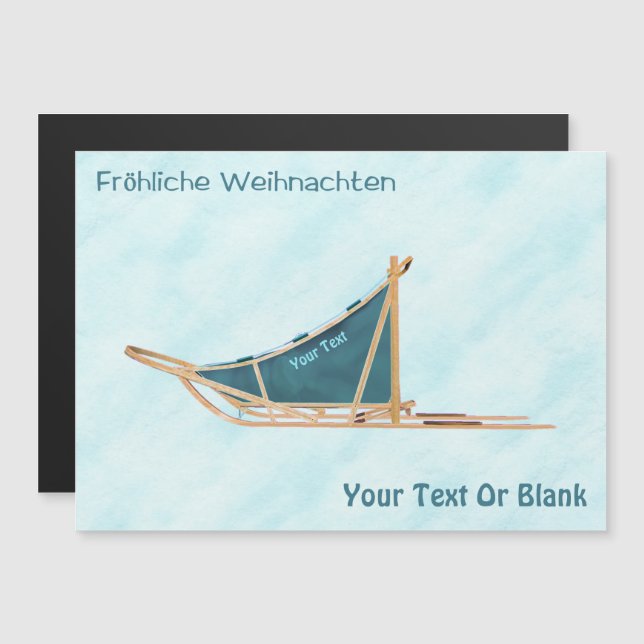 Carte Magnétique Fröhliche Weihnachten - Chaudron De Chien À Neige (Devant / Derrière)