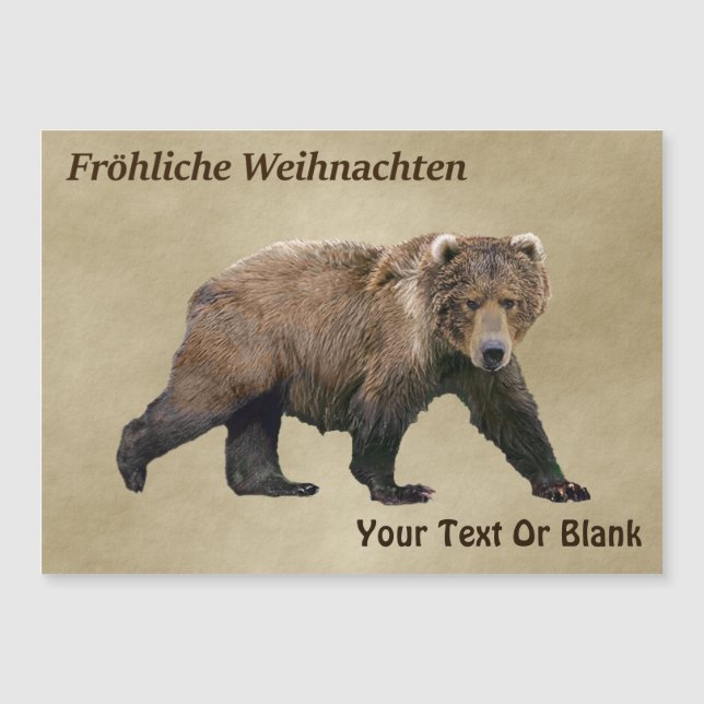Carte Magnétique Fröhliche Weihnachten - Ours de Kodiak (Devant)