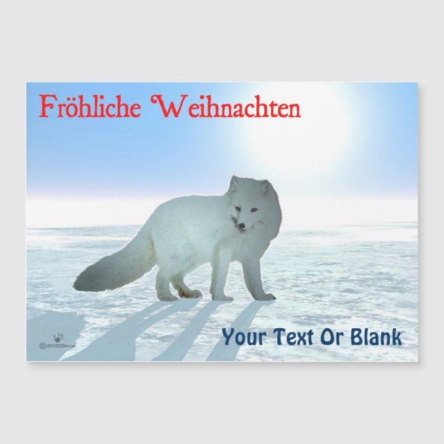 Carte Magnétique Fröhliche Weihnachten - Renard arctique (Devant)