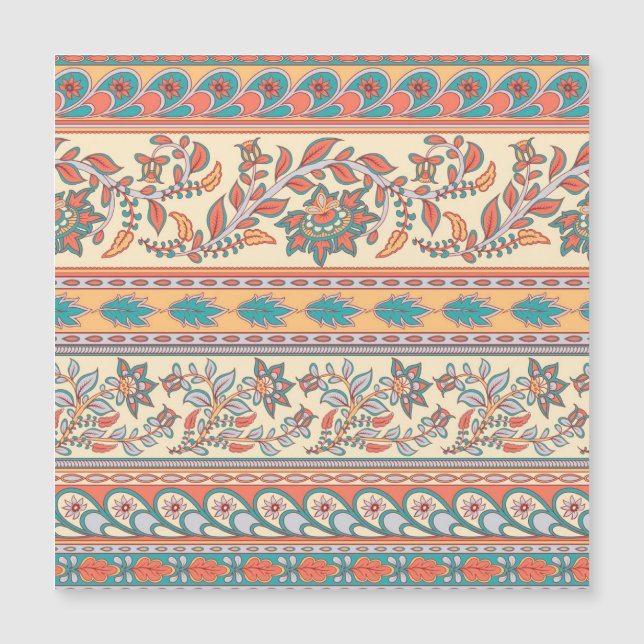 Carte Magnétique Frontières florales indiennes Motif sans joint (Devant)