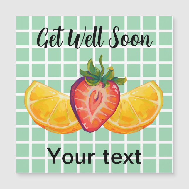 Carte Magnétique Fruit, Fraise, orange, Prompt rétablissement (Devant)